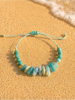 Seafoam Turquoise Bead Adjustable Bracelet - Women Jewelry